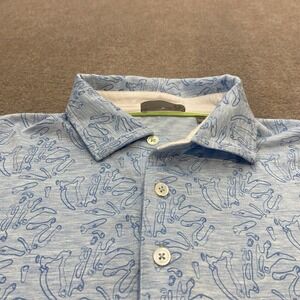 Tasc Performance Polo Shirt Mens M Blue Geometric Lightweight Performance Golf